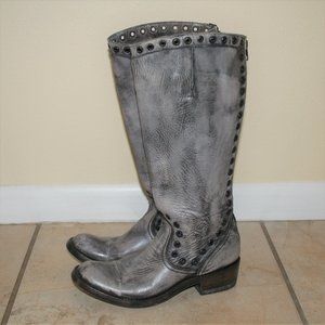 Old Gringo Tall Grey Leather Boots Back Zip 9